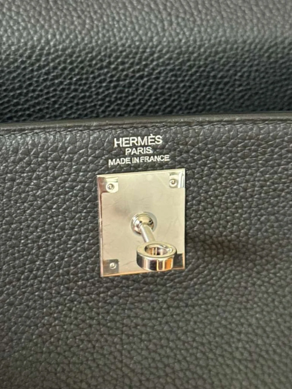 H Kelly 40 Black Leather Togo PHW 18K white gold plated Padlock Handmade